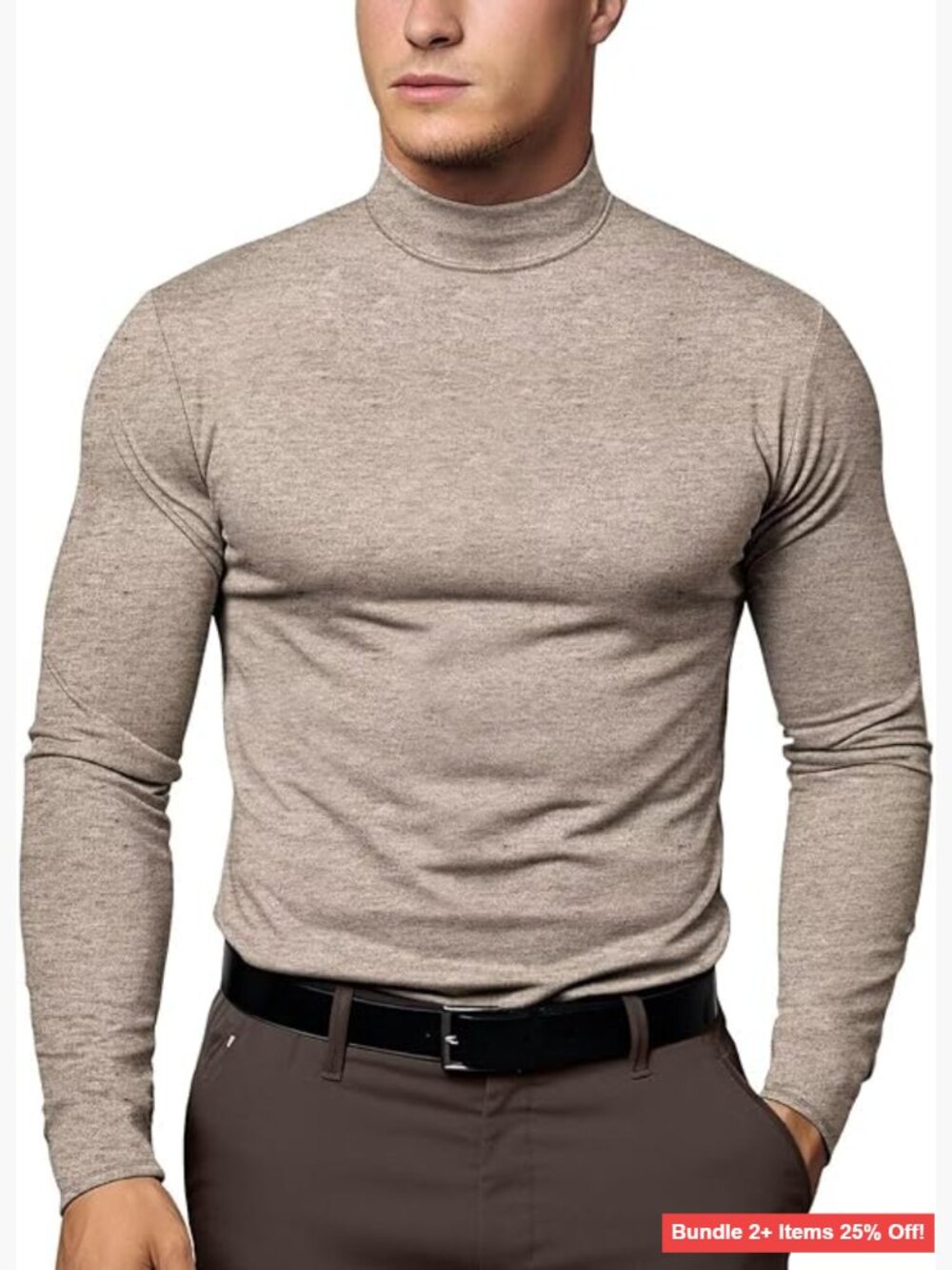 Men's Mock Neck Thermal Long Sleeve Base Layer Shirt Winter Warm